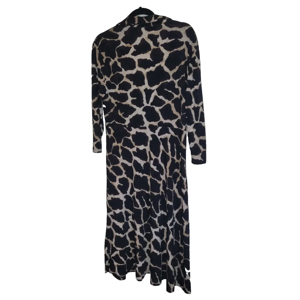 Style & Co Giraffe Print Dress Sz L Safari Pullover Stretchy Unlined Animal